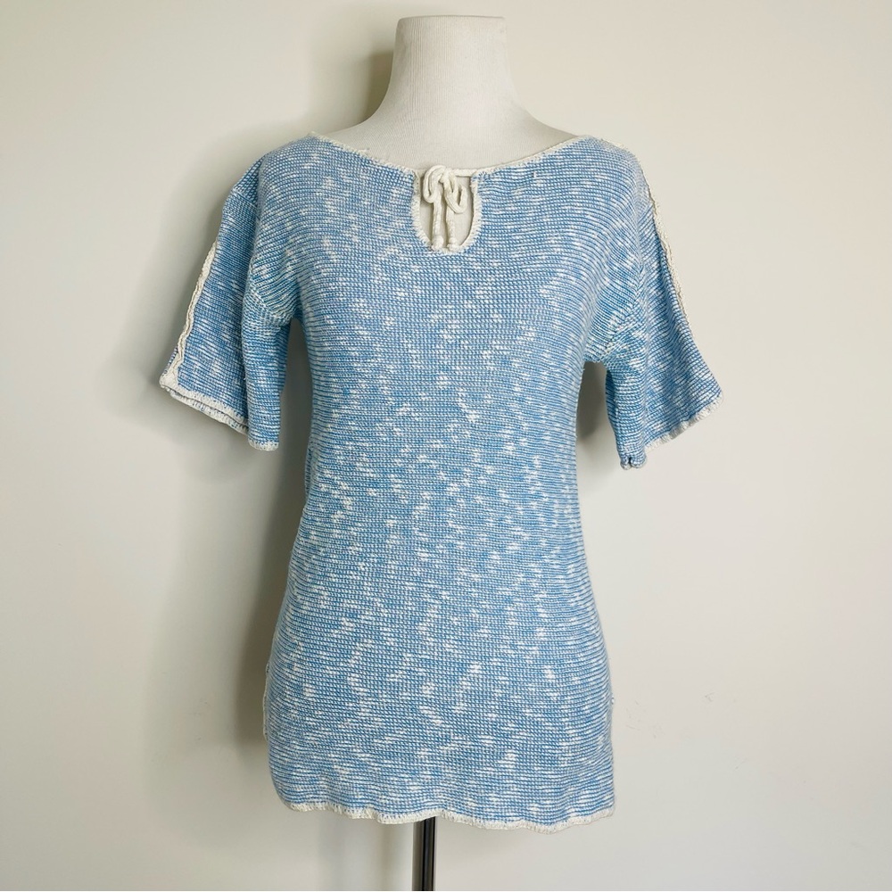 Vintage 1960s Sears Cotton Blend Knitted Sweater Top Blouse Casual Hippie Shirt